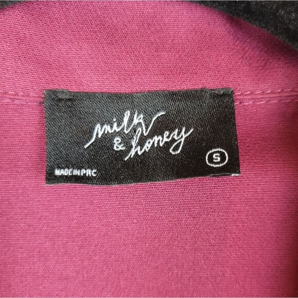 Milk & Honey burgundy red long sleeve belted wrap short blazer dress - Picture 7 of 10